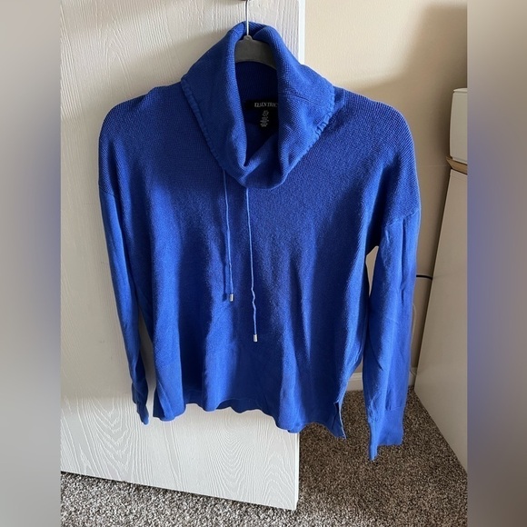 Ellen Tracy Blue Knit Cowl Neck Sweater - Picture 1 of 8